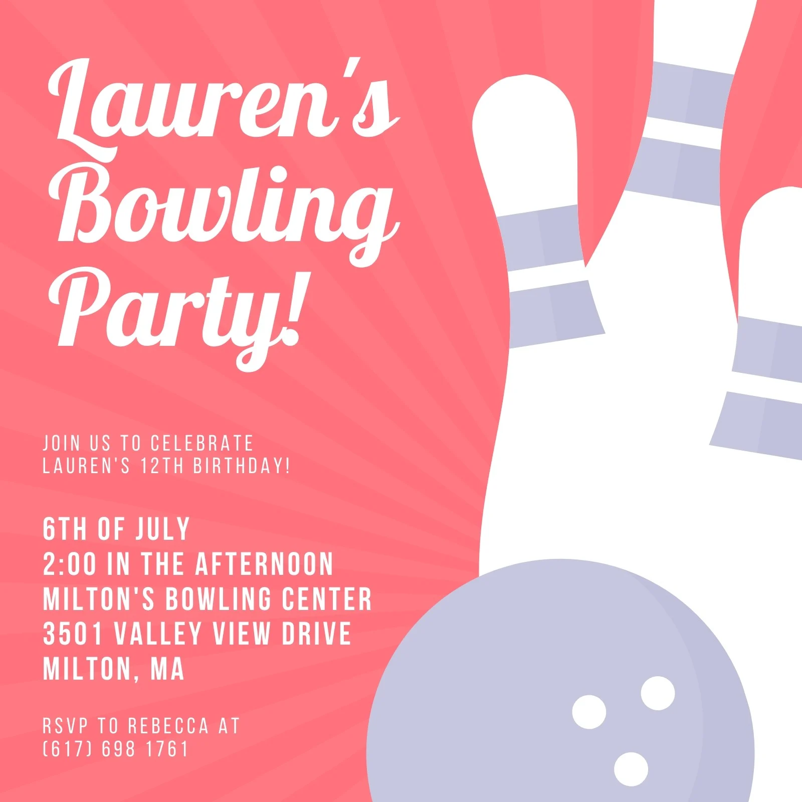 bowling party invitations