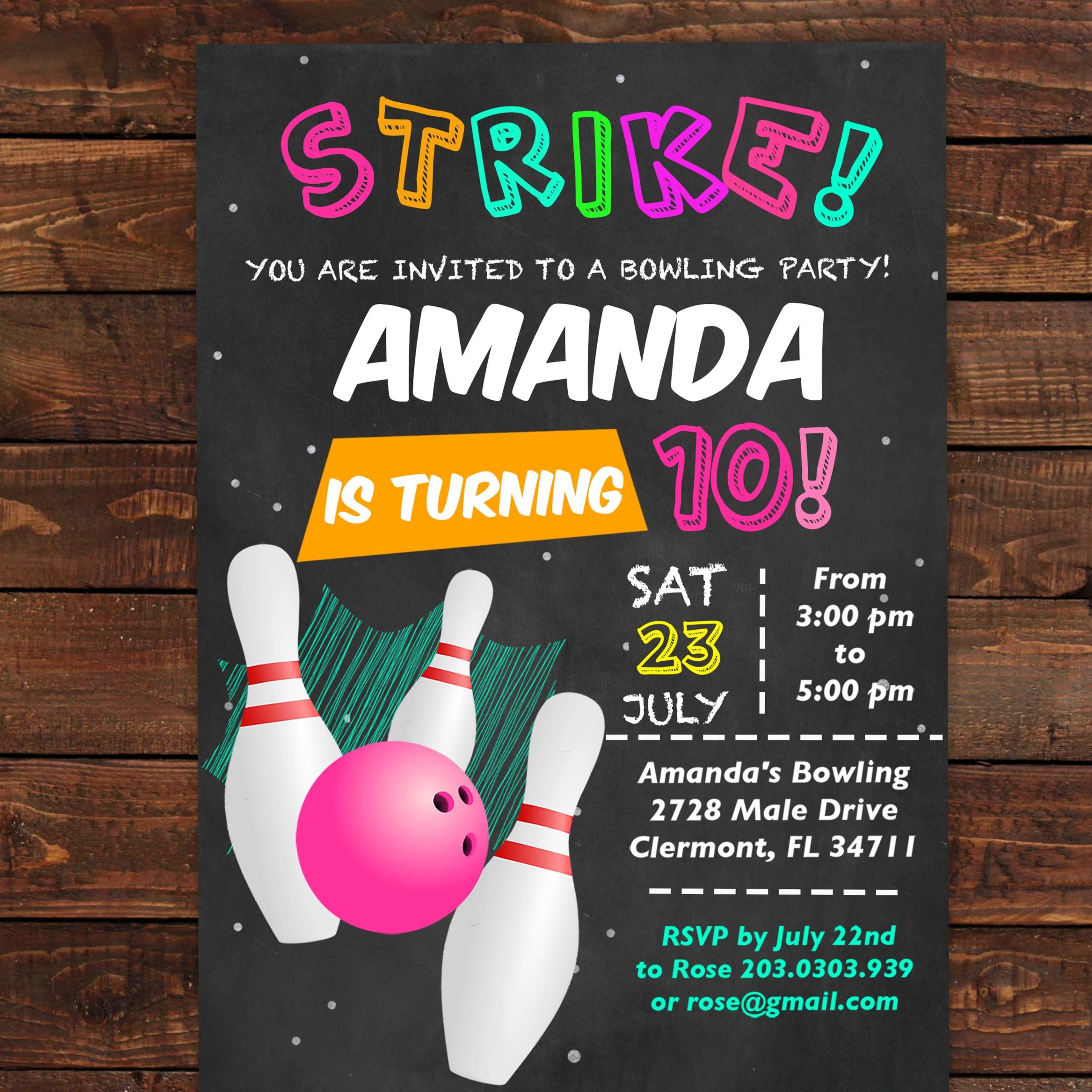 bowling party invitations