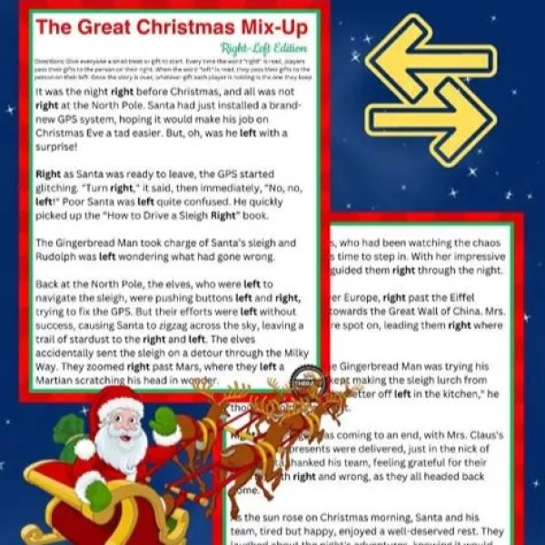 christmas left right game story