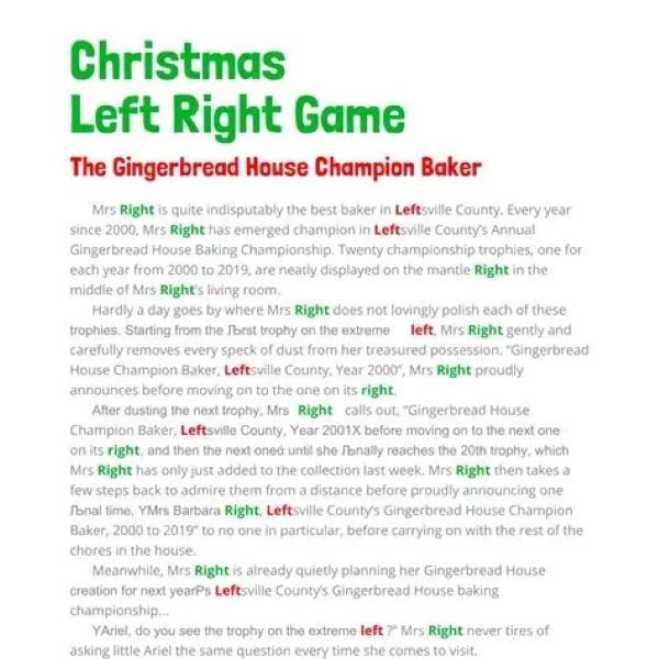 right left christmas game