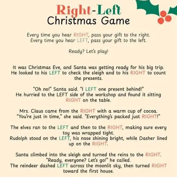 christmas left right game story