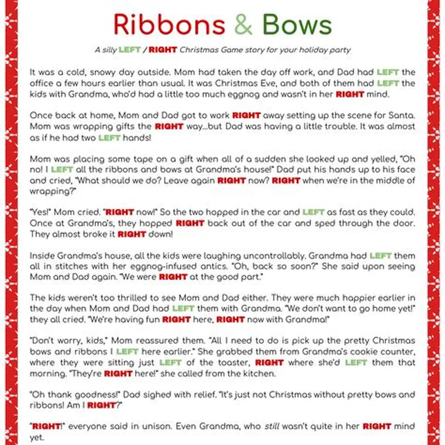 right left christmas game