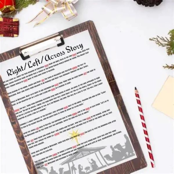 left right christmas story game