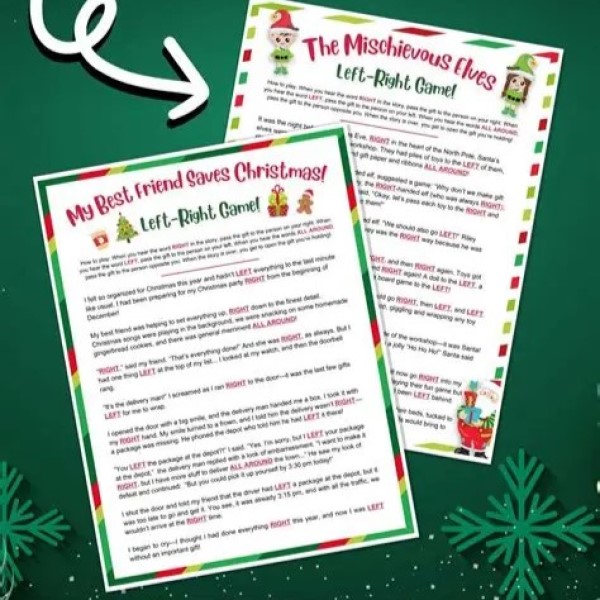 left right christmas game