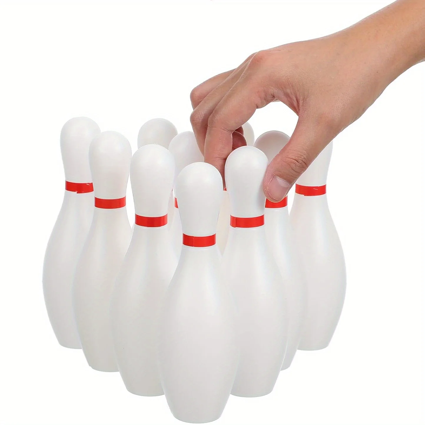 bowling pins on strings