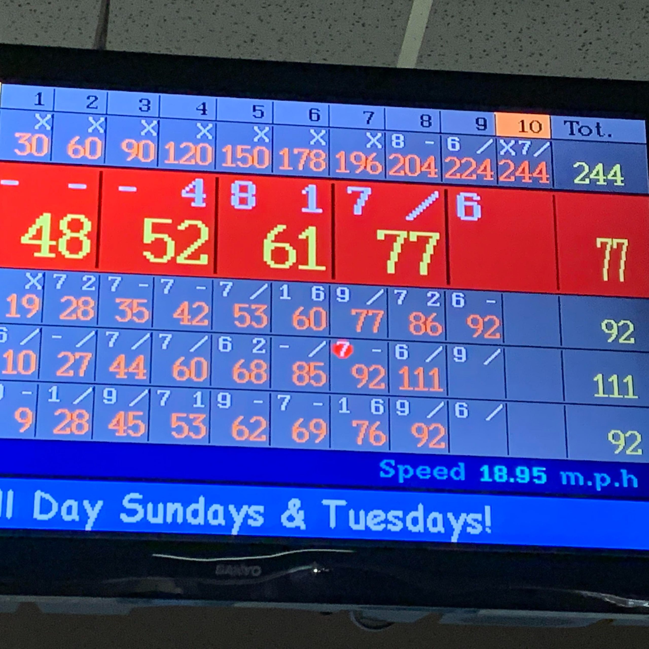 bowling 4 strikes in a row