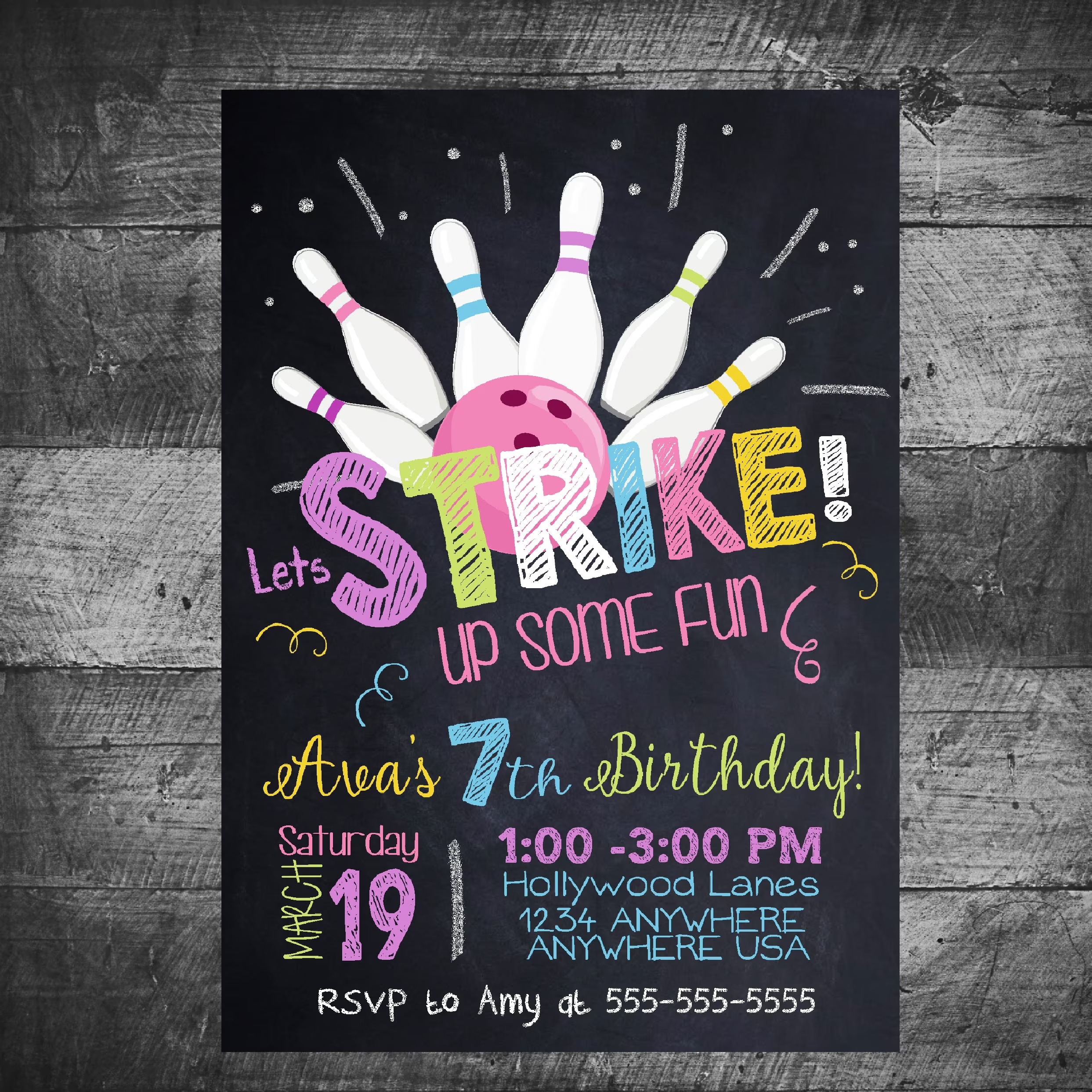 bowling birthday invitations