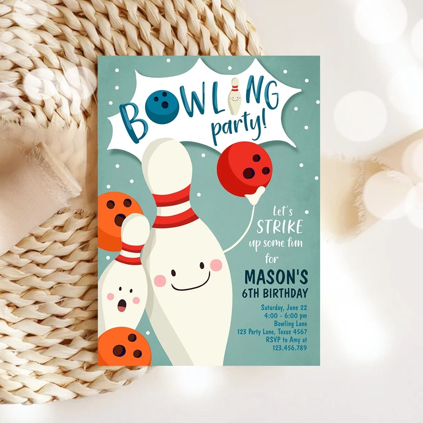 bowling birthday invitations