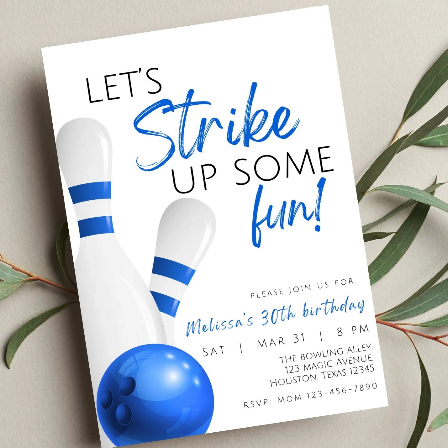 bowling birthday party invitations