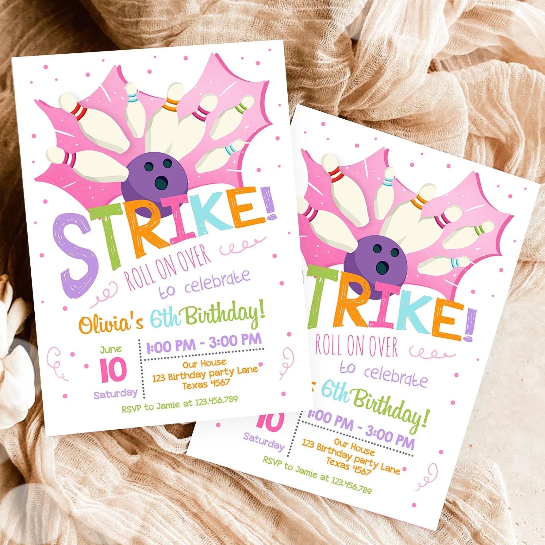 bowling birthday party invitations